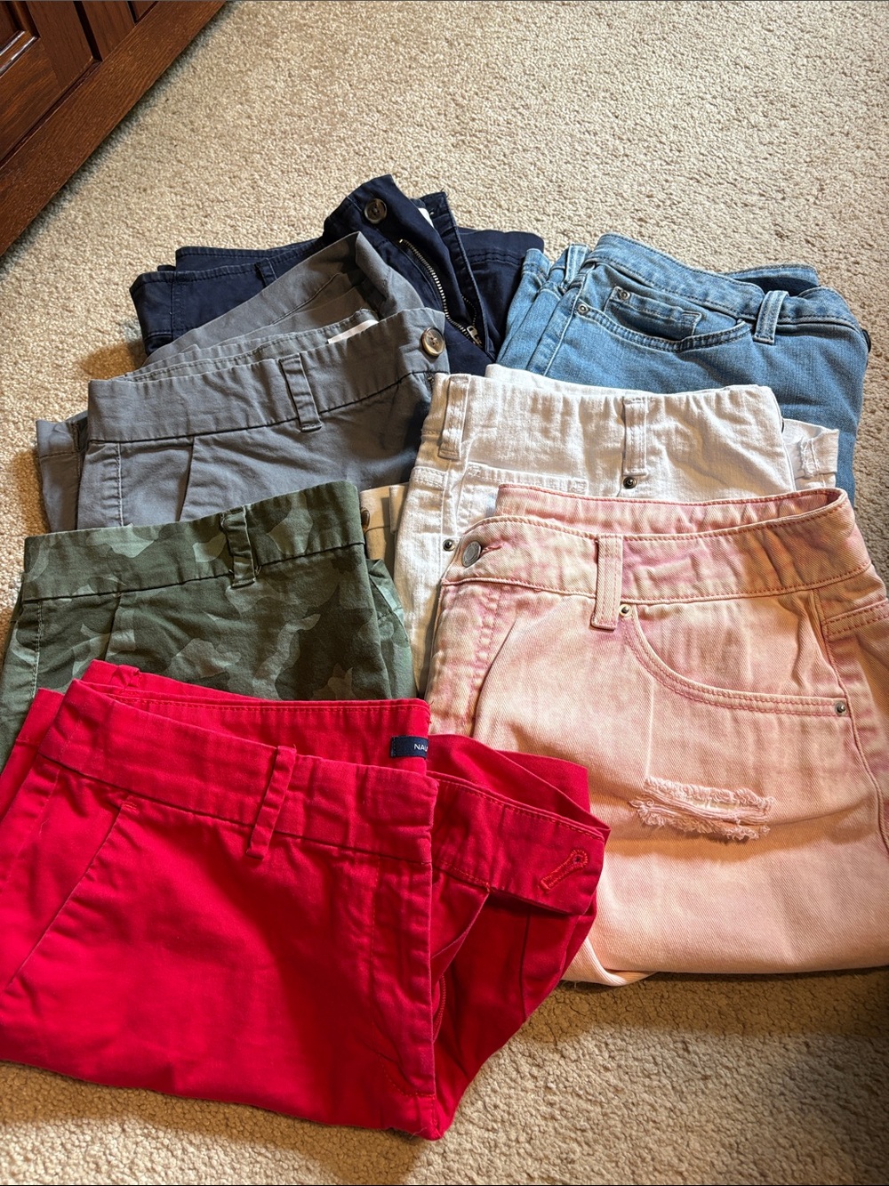 Women’s Colored Denim Shorts - Pink, Red, Olive, Light Blue, Gray, White